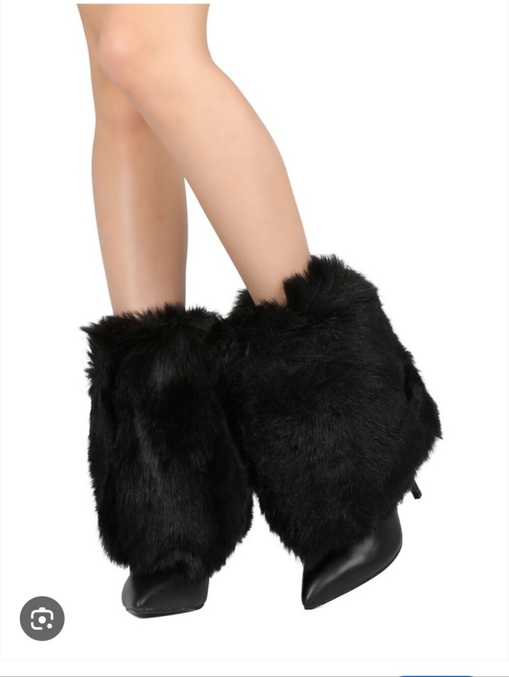 Black Faux Fur Trim Stiletto Ankle Boots - Women